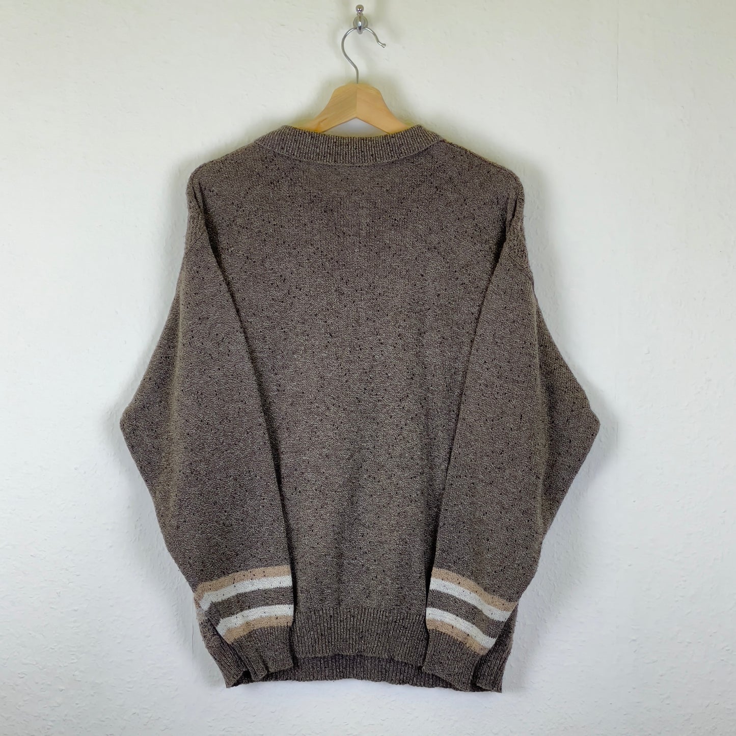 Vintage brown/cream patterned collared knit sweater S / M