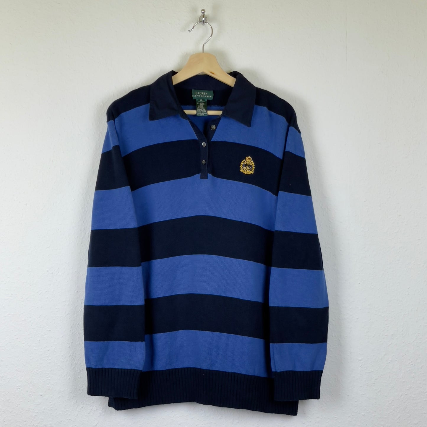 Rare Polo Ralph Lauren blue/black knit sweater L