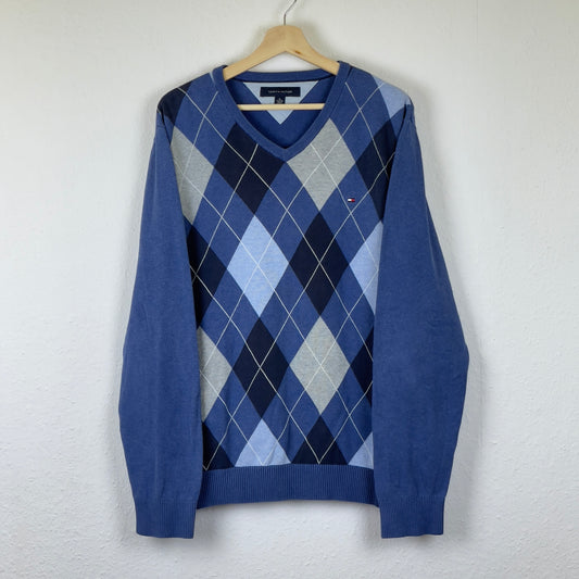 Tommy Hilfiger blue/white classic knit sweater M / L