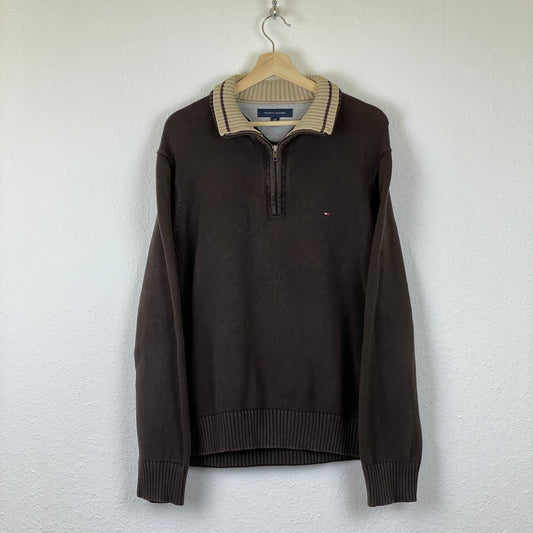 Tommy Hilfiger brown 1/4 zip sweatshirt L