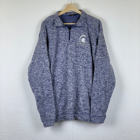Vintage grey/blue McFarland Spartans 1/4 zip fleece sweater L