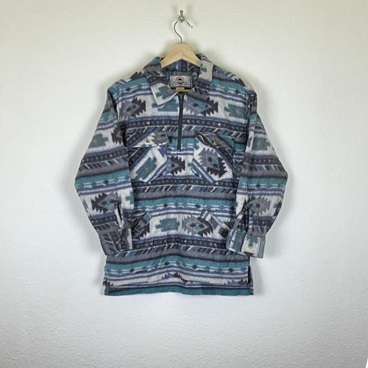 Vintage colorful / patterned fleece shirt / 1/4 zip XS / S